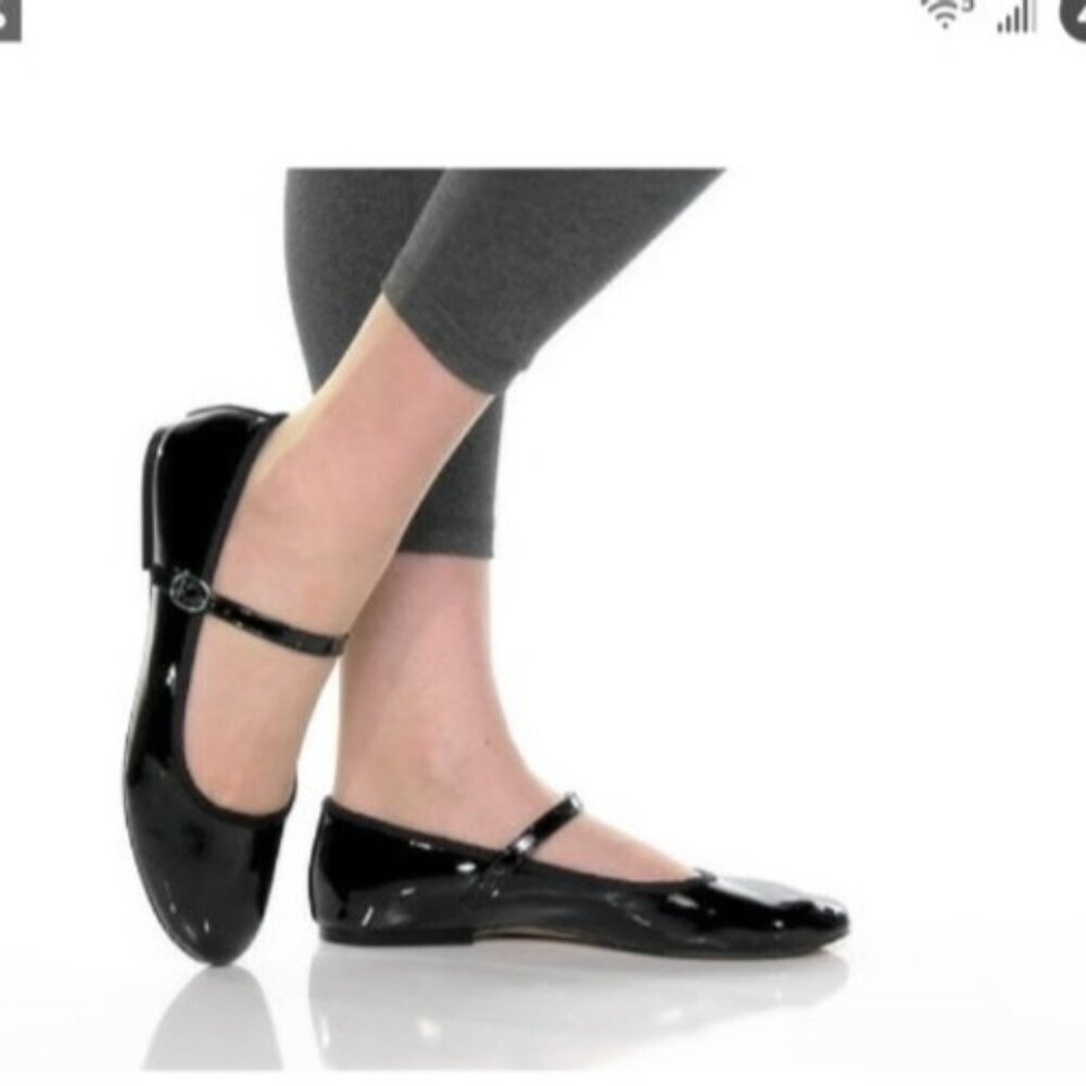 Steve Madden Black Patent Mary Jane Flats Square Toe Balletcore Shoes Size 9.5